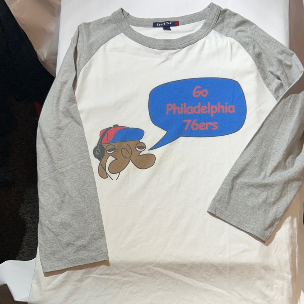 Philadelphia 76ers - White/Grey Raglan Tee